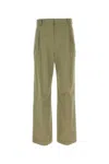 Loewe Buttoned Back Pocket Wide Leg Trousers In Olive