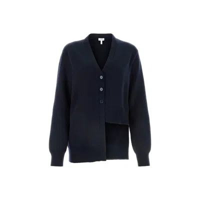 Loewe Asymmetric Cashmere Cardigan In Blue