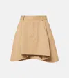 Loewe Asymmetric Cotton And Silk Miniskirt In Beige