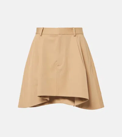 Loewe Asymmetric Cotton And Silk Miniskirt In Beige