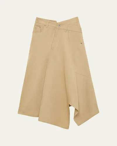 Loewe Asymmetric Cotton Midi Skirt In Beige