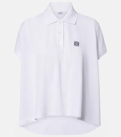 Loewe Asymmetric Cotton Piqué Polo Shirt In White