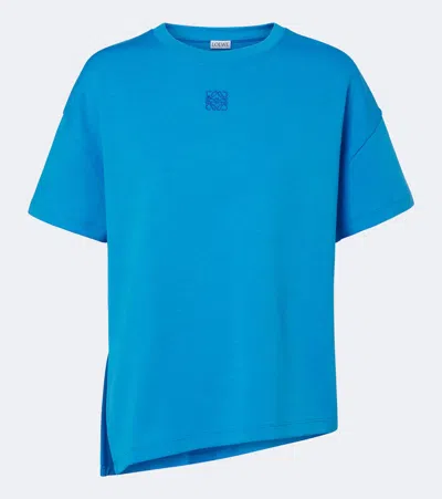 Loewe Asymmetric Cotton-blend T-shirt In Blue