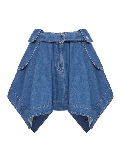 Loewe Asymmetric Denim Cargo Skirt In Blue