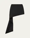 Loewe Womens Black Draped-side Asymmetric-hem Cotton-blend Mini Skirt In Black