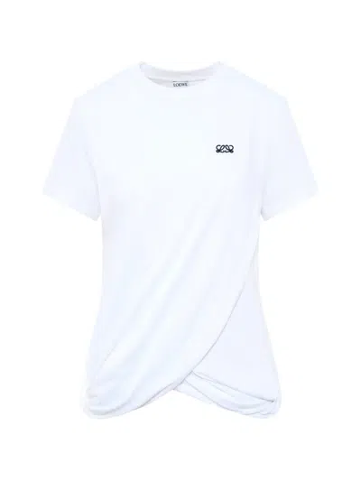 Loewe Asymmetric Draped T-shirt In White
