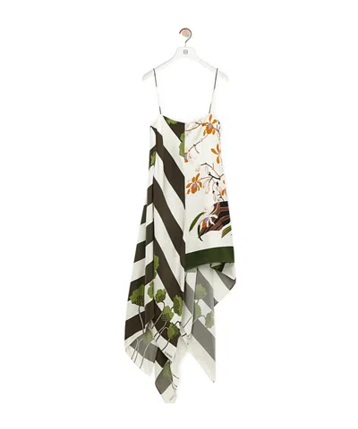 Loewe Asymmetric Dress In Silk In Multi