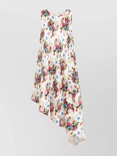 LOEWE ASYMMETRIC FLORAL PRINT MINI DRESS
