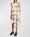 Loewe Asymmetrical Floral Print Dress In Mul Sof Pi