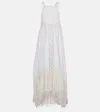Loewe Asymmetric Lace-trimmed Cotton Maxi Dress In White