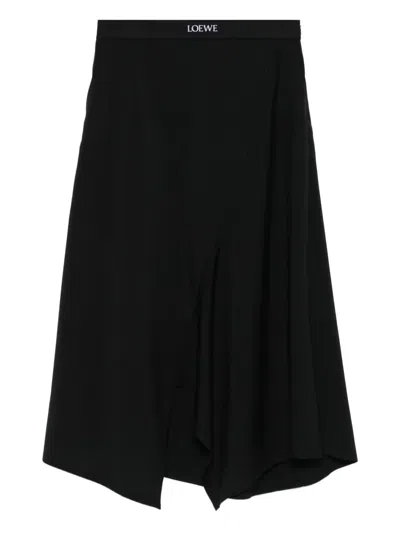 Loewe Asymmetric Midi Skirt In Black
