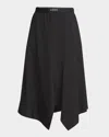 Loewe Womens Anthracite Melange Logo-embroidered Asymmetric Wool Midi Skirt In Black