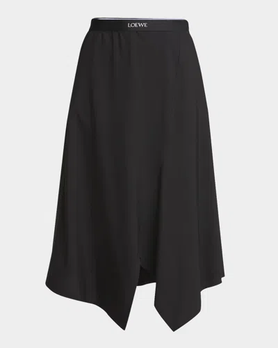 LOEWE ASYMMETRIC MIDI SKIRT WITH LOGO DETAIL