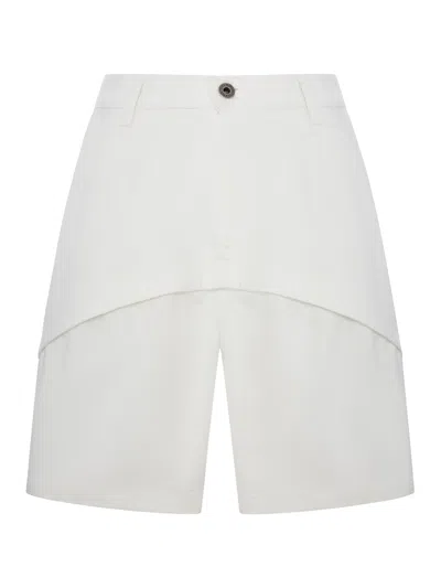 Loewe Asymmetric Panelled Denim Shorts In White