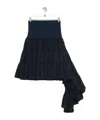 Loewe Womens Ruffled-trim Asymmetric-hem Silk Mini Skirt Midnight Blue In Black