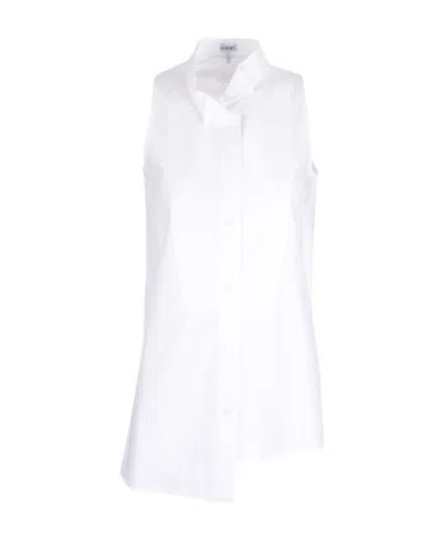 Loewe Asymmetric Sleeveless Cotton Shirt In White