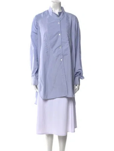 Pre-owned Loewe Asymmetric Striped Tunic In Blue
