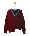 Loewe Asymmetric Embroidered Wool-blend Sweater In Burgundy