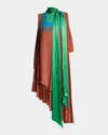 Loewe Asymmetric Tiered Colorblock High-low Dress In Multi