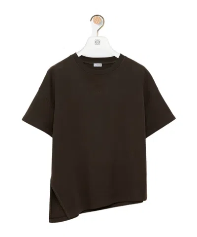 Loewe Asymmetric T-shirt In Cotton Blend In Brown