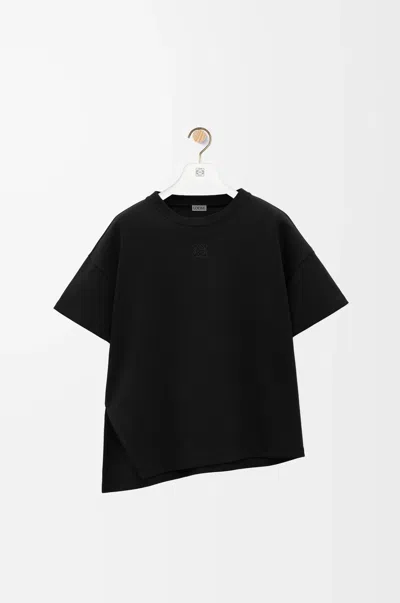 Loewe Anagram Asymmetric Cotton-blend Jersey T-shirt In Black