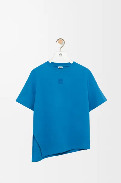 Loewe Asymmetric T-shirt In Cotton Blend Size:xl For Woman In Blue