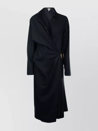 Loewe Asymmetric Waist Belted Long Sleeve Dress