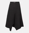 Loewe Womens Anthracite Melange Logo-embroidered Asymmetric Wool Midi Skirt In Black
