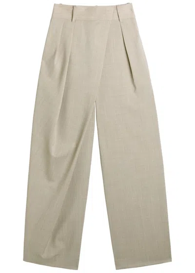 Loewe Asymmetric Wool Trousers In Gray