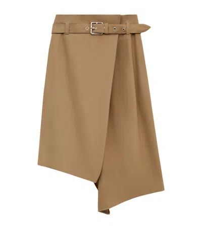 Loewe Asymmetric Wrap-effect Midi Skirt In Brown