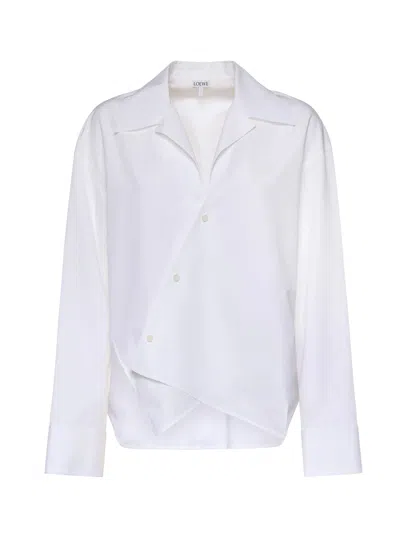 Loewe Asymmetrical Cotton Shirt In White