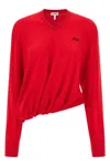 Loewe Asymmetric Draped Embroidered Wool-blend Sweater In Red