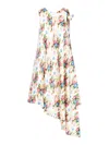 Loewe Asymmetrical Floral Print Dress In Multicolour