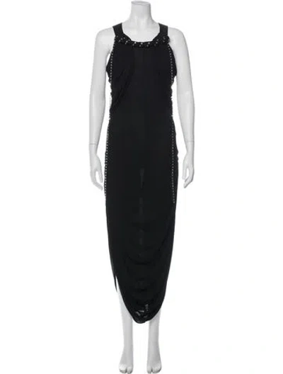 Pre-owned Loewe Asymmetrical Long Dress In Black