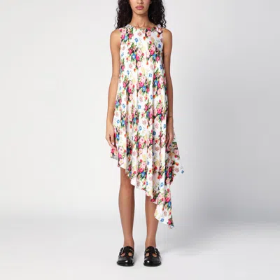 LOEWE ASYMMETRICAL SILK FLORAL PRINT DRESS