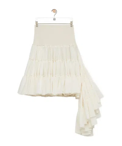 Loewe Asymmetrical Skirt With Ruffles In White