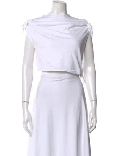 Pre-owned Loewe Asymmetrical Sleeveless Crop Top In White