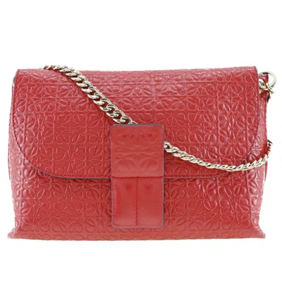 Pre-owned Loewe Avenue Red Color Leather Shoulder Bag ()
