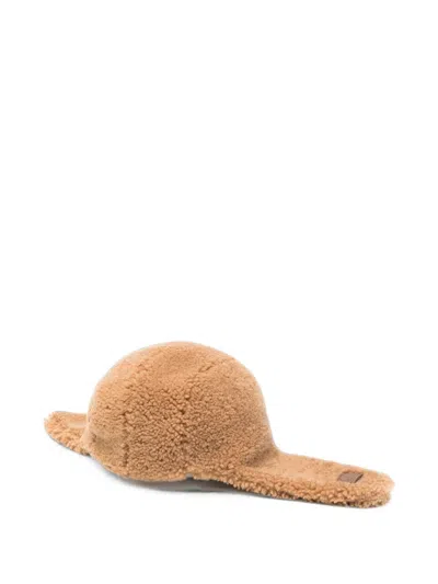Loewe Aviator Shearling Hat In Brown
