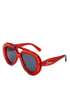 Loewe Round Spoiler Aviator Sunglasses In Red/gray Solid