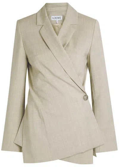 Loewe Aymmetric Wool Blazer In Multi