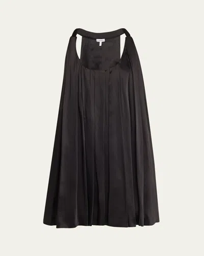 Loewe Baby Doll Pleated Trapeze Mini Dress In Black