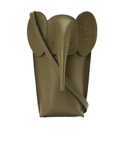 Loewe Baby Elephant Pattern Mini Bag In Green