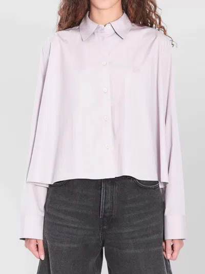 Loewe Back Pleated Collared Cropped Shirt In White