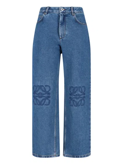Loewe Baggy 'anagram' Jeans In Blue