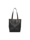 Loewe Medium Puzzle Fold Tote In Shiny Calfskin Bags In Black