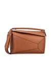 Loewe Puzzle Bag With Geometric Top Handle And Adjustable Strap In Brown