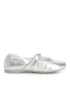 Loewe Pebble Soft Ballet Flats In Laminated Lamb Nappa Leather In Silver
