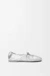 Loewe Pebble Soft Ballet Flats In Laminated Lamb Nappa Leather In Silver
