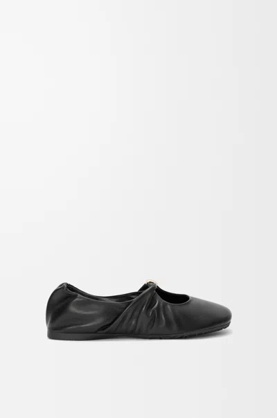 Loewe Black Nappa Leather Pebble Ballerinas In Animal Print